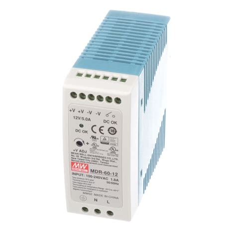 Mean Well Mdr 60 12 Power Supplyac Dc12v5a100 264v Inenclosed