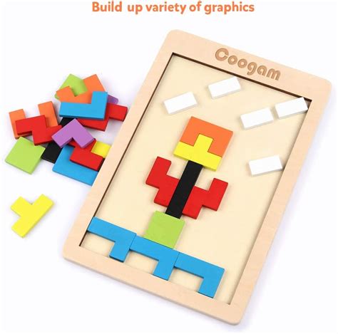 Buy Coogam Wooden Blocks Puzzle Brain Teasers Toy Tangram Jigsaw