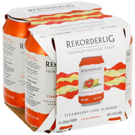 Rekorderlig Strawberry Lime Perry Cans 4 X 330ml Cider Beer And Cider