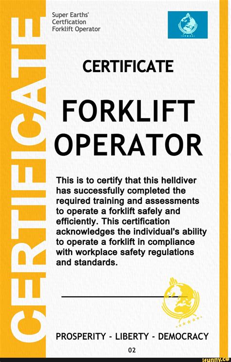 Forklift Operator Certification Series Certificate