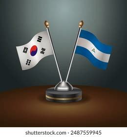 South Korea El Salvador Table Flags Stock Vector Royalty Free