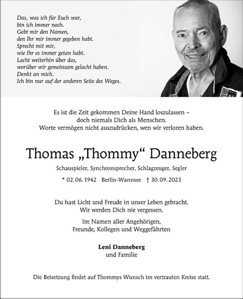 Traueranzeigen Von Thomas Danneberg Tagesspiegel Trauer