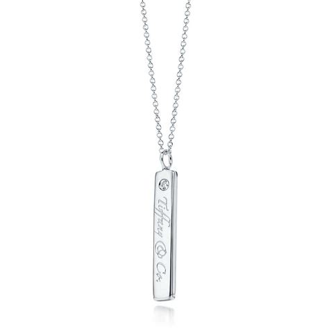 Tiffany Notes Tiffany And Co® Bar Pendant With A Diamond In Sterling