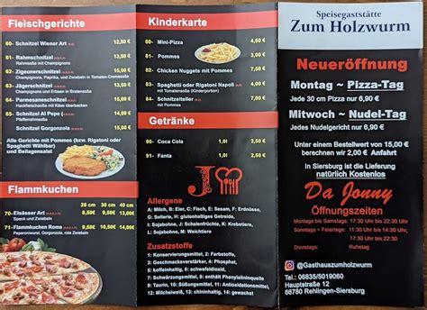 Speisekarte Von Gasthaus Zum Holzwurm Restaurant Rehlingen Siersburg