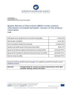 Fillable Online Ema Europa Quality Review Of Documents QRD Human