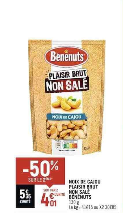 Promo Noix De Cajou Plaisir Brut Non Salé Bénénuts chez Spar