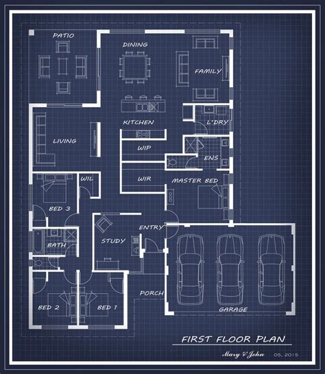 Custom Digital House Plan Artwork, Blueprint Floor Plan, Architectural ...