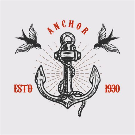 160 Traditional Anchor Tattoo Designs Drawing Stock Illustrations