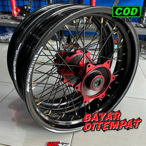 Jual Paket Velg CRF 150 L Supermoto 300 350 17 ROSSI XX Warna Hitam