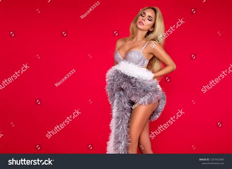 Sexy Naked Blonde Model Wearing Christmas Stock Photo Shutterstock