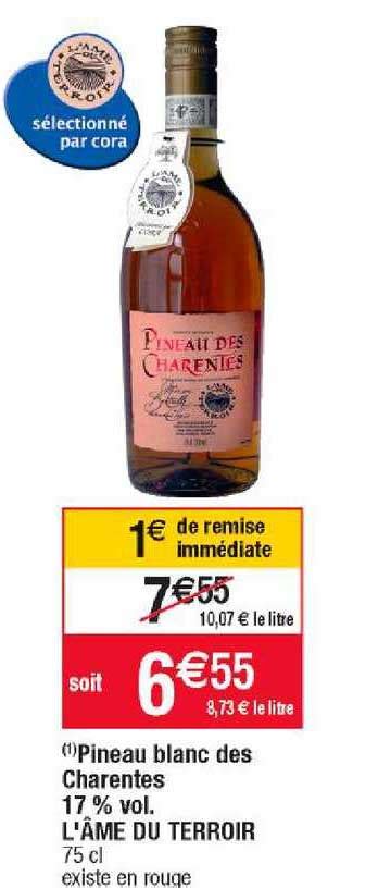 Promo Pineau Blanc Des Charentes Vol L Me Du Terroir Chez Cora