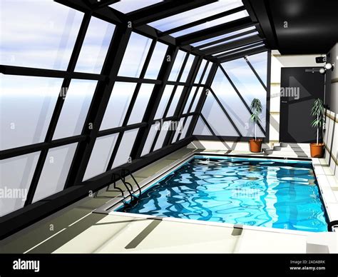 Swimming pool under glass house Stock Photo - Alamy