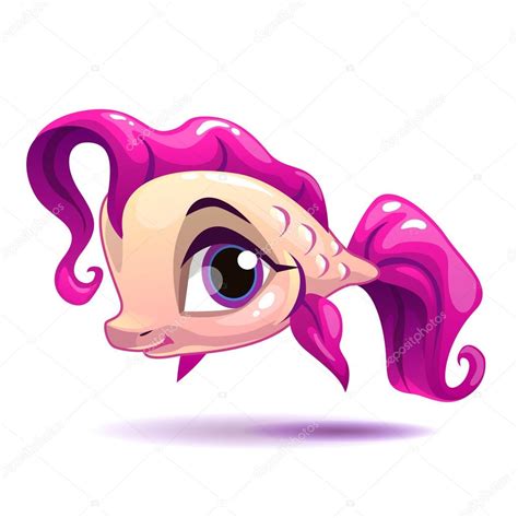 Cute cartoon girl fish | Cute cartoon pink girl fish — Stock Vector © lilu330 #104558212