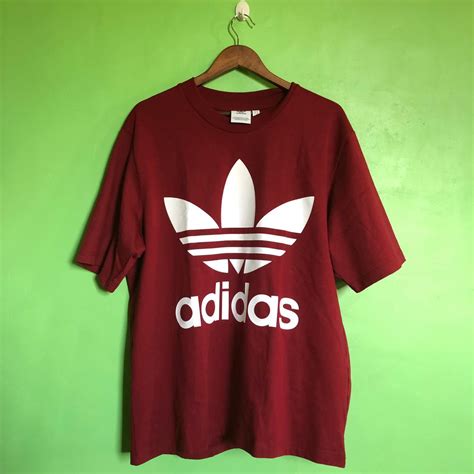 Adidas Originals Maroon Pakaian Oversized Tee Mens Fashion Tops And Sets Tshirts And Polo Shirts