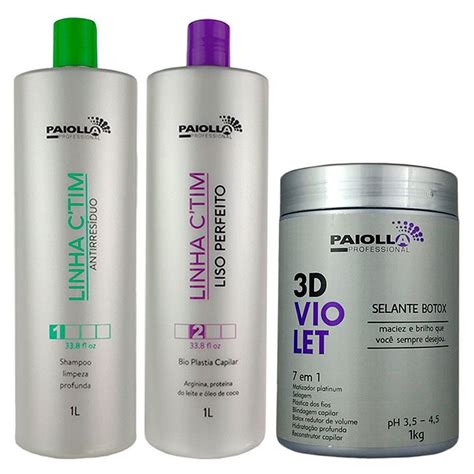 Kit Escova Progressiva CTIM Liso Perfeito Shampoo Antirresíduo e Botox