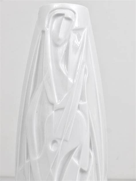 White Relief Op Art Porcelain Vase By Cuno Fischer For Rosenthal Studio