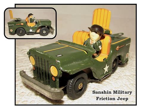 1950s Lithograph Tin Friction Toy Military Jeep W Gunner Seat Etsy