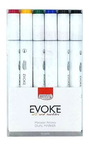 Marcador Artístico Evoke Dual Marker 6 Cores Básicas Brw MercadoLivre