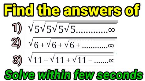 Simplification Of Infinite Square Root Short Tricks To Solve Within