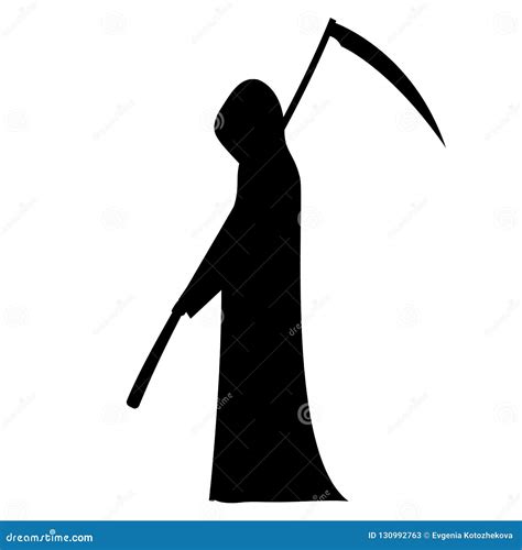 Vector Silhouette Of A Man With Hood And Scythe Stock Vector