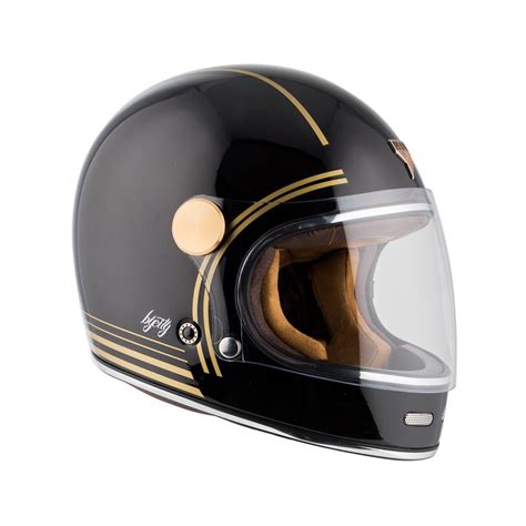 By City Roadster II Black Gold Vintage Full Face Helmet