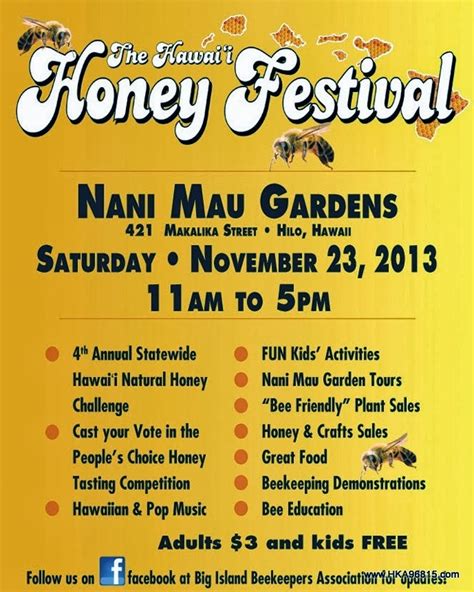 Hawaii Honey Festival Saturday November 23 2013