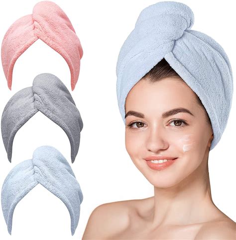 Microfiber Hair Towel3 Packs Hair Turbans For Wet Hair Drying Hair