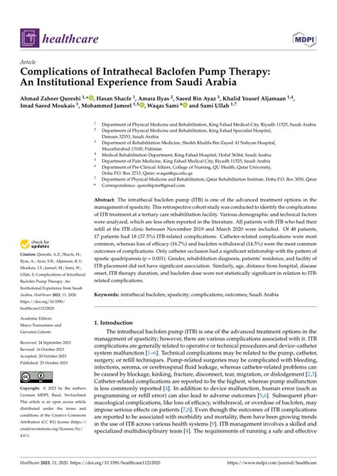 (PDF) Complications of Intrathecal Baclofen Pump Therapy: An Institutional Experience from Saudi ...