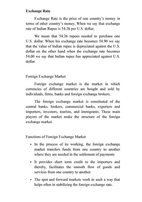 Exchange Rate And Determination Of Exchange Rate In A Free Market