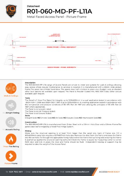 Datasheet Slim Fit Access Panel One Hour Fire Rated Nbs Source