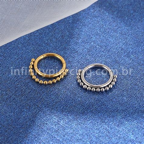 Piercing Argola A O Cir Rgico Segmento Articulado Corrente Bolinhas