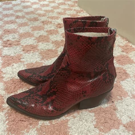 Dolce Vita Red Snakeskin Boots Depop