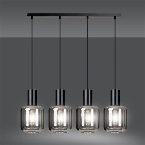 INGVAR 4 BLACK 1014 4 lampa wisząca klosze szklane tuby regulowana