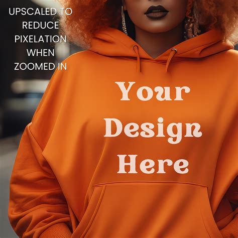 Gildan 18500 Mockup Hoodie Mockup Black Woman Mockup Fall Mock Sweatshirt Mockup Orange