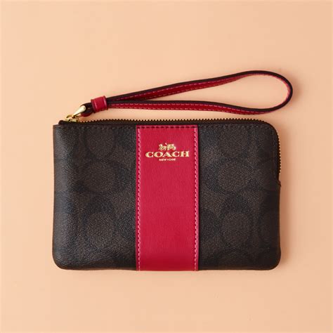 Coach Signature Wristlet Brown Red - Averand