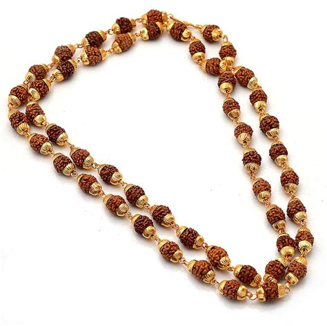 Buy Rudraksha Mala Gold Plated Hindu Religious Mala 24 Inch Length 6mm