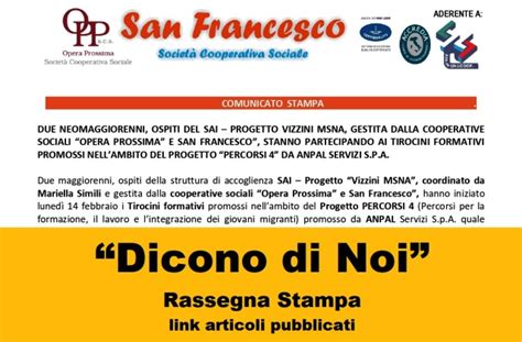 Dicono Di Noi San Francesco Soc Coop Sociale Promozione Umana E