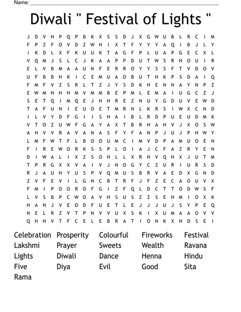 Diwali Word Search Wordmint