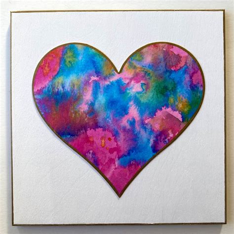 Heart Painting Original Art, Watercolor Heart Mounted on 6 X 6 Wood ...