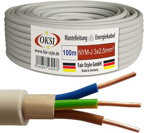 OKSI 100m NYM J 3x2 5 mm² Mantelleitung Feuchtraumkabel Elektrokabel