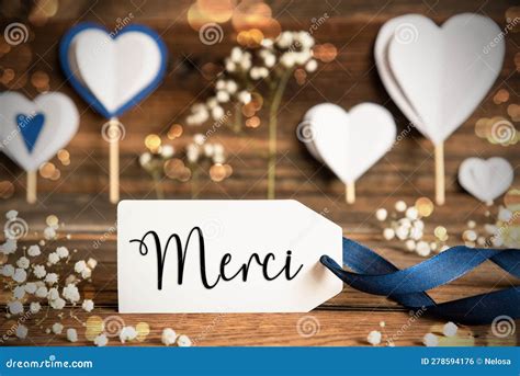 Label Atmospheric Decoration Heart Flower Text Merci Means Thank