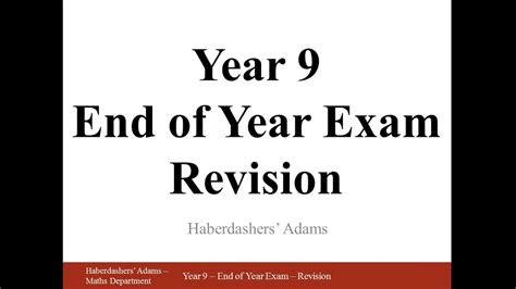 Year 9 End Of Year Exam Revision 34 Youtube