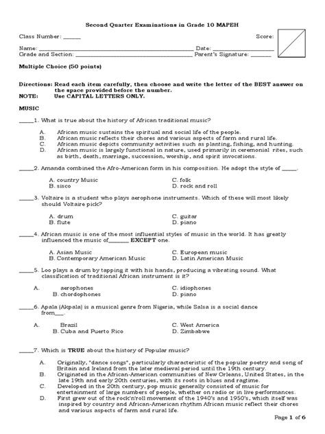 Second Periodical Test Mapeh 10 Pdf Physical Fitness Graphics