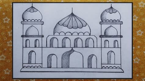 How To Draw Mosque Step By Step Mosque Drawing Tutorial Masjid