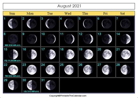 All Moon Phases, Full Moon, August Month, Moon Calendar, Beach Paradise ...