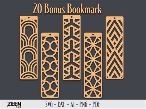 100 Bookmark Laser Cut Svg Files Template For Glowforge Cnc Etsy