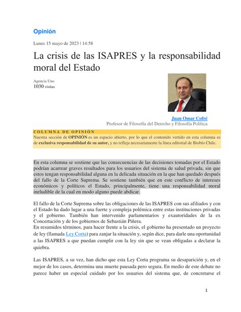 Pdf La Crisis De Las Isapres Y La Responsabilidad Moral Del Estado