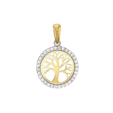 Jouailla Pendentif Rond Arbre De Vie En Or Entour D Oxydes