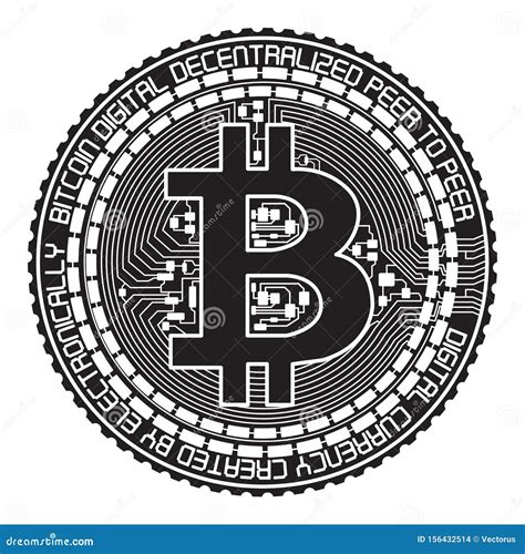 Bitcoin Black On White Background Seamless Pattern Royalty Free Stock