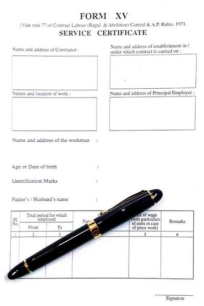 Form Xv Service Certificate Lawrels